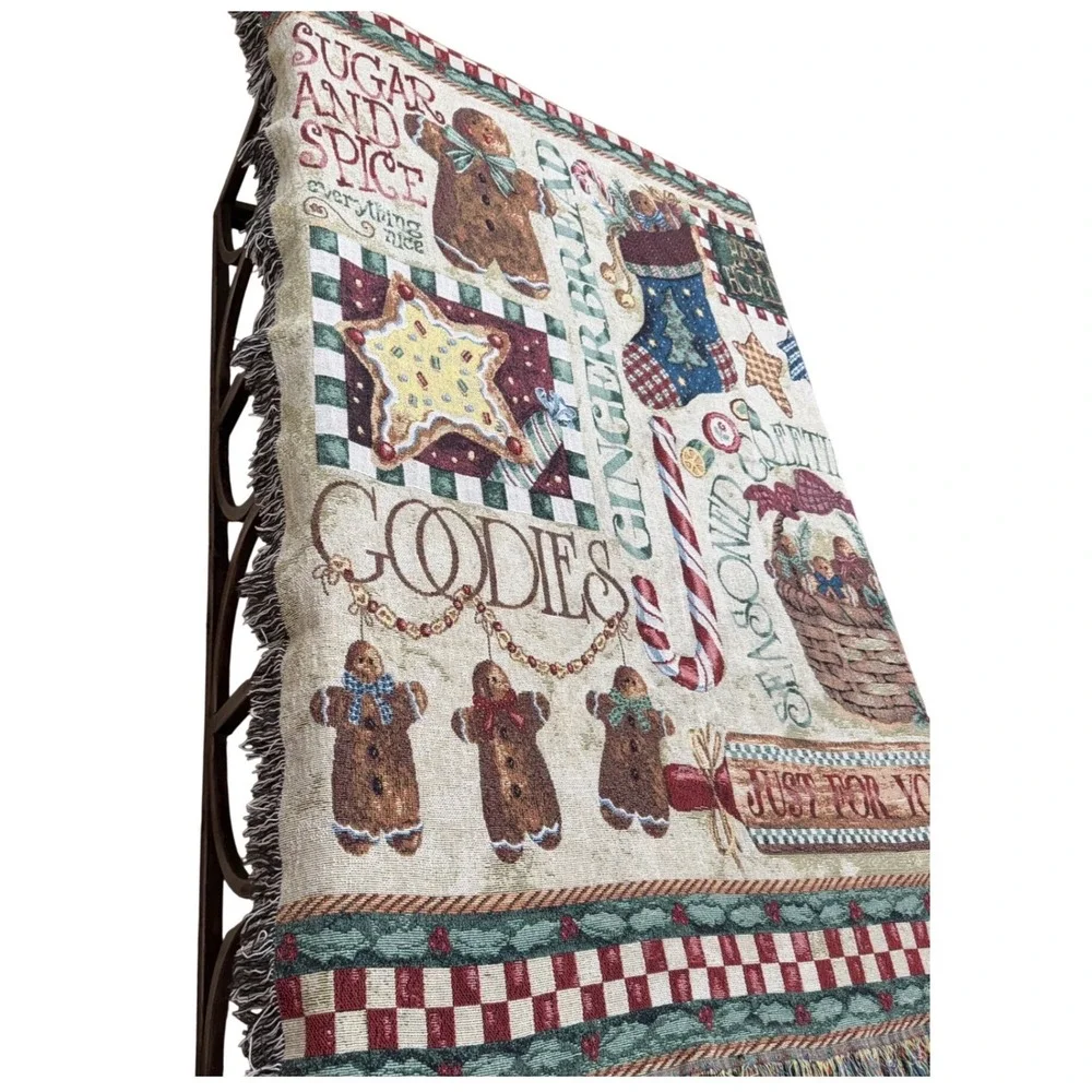 Vintage Vicky Howard Gingerbread Christmas Woven Tapestry